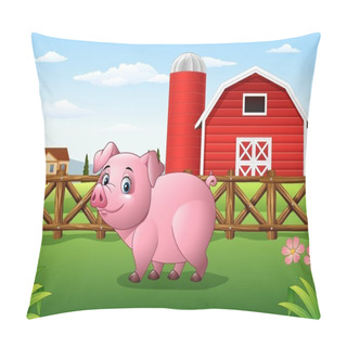 Personality  Cartoon Pig In The Farm Background Pillow Covers