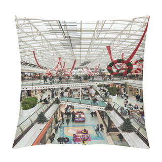 Personality Lisbon - Portugal - 12 28 2018: Contemporary Interior Design Of The Vasco Da Gama Shopping Mall With Christmas Decoration Pillow Covers