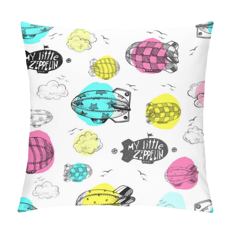 Personality  seamless pattern with cute little airships pillow covers
