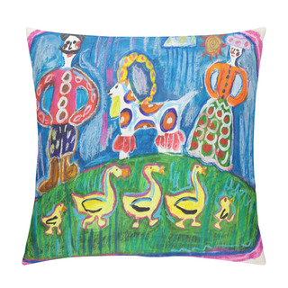 Personality  Hand Drawing Of Children. Country National Holiday Pillow Covers