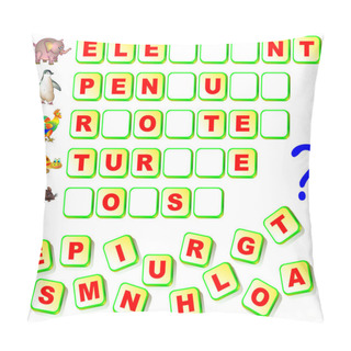 Personality  Worksheet For Children With Exercise For Study English Words. Find The Missing Letters And Write Them In Relevant Places. Vector Image. Pillow Covers