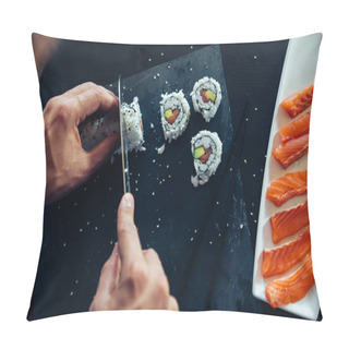 Personality  Sushi Being Cut On A Board Pillow Covers