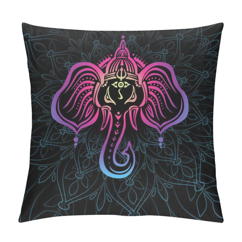 Personality  Hindu Lord Ganesha over mandala pattern pillow covers
