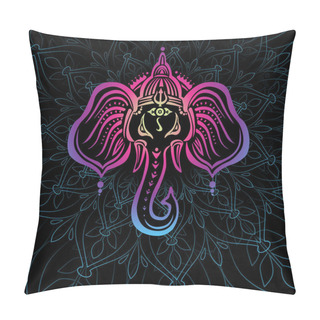 Personality  Hindu Lord Ganesha Over Mandala Pattern Pillow Covers