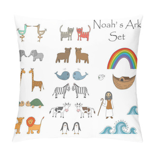 Personality  Vector Noah's Ark Set With Animals Pillow Covers