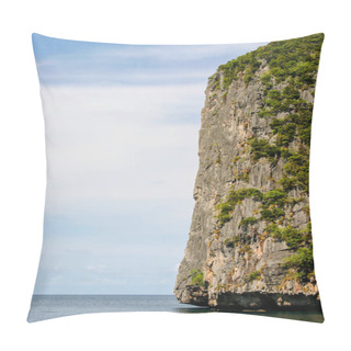 Personality  Great And Large Rocks In The Ocean. Small Islands With Green For Pillow Covers
