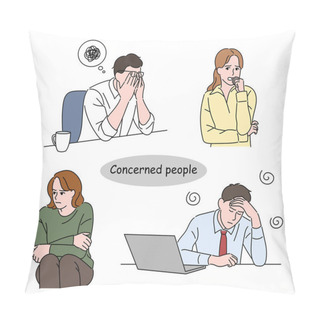 Personality  Various Expressions Of Stressed Office Workers. Hand Drawn Style Vector Design Illustrations. Pillow Covers
