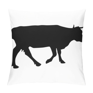 Personality  Black Silhouette Of Cash Cow On White Background Pillow Covers