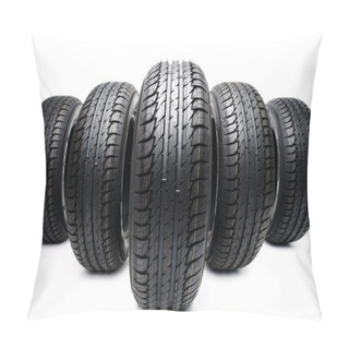 Personality  Five Tires Formation Isolated On White Pillow Covers