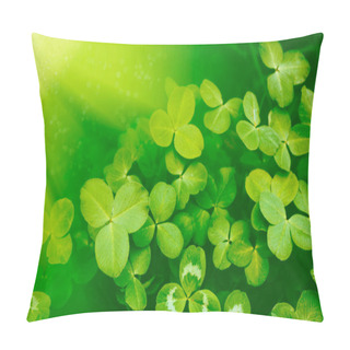 Personality  Green Clover Leaves. St.Patrick 's Day. Spring Natural Background. Pillow Covers