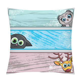 Personality  Animal Card With Cat, Owl And Deer Pillow Covers