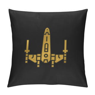 Personality  Battleship Gold Plated Metalic Icon Or Logo Vector Pillow Covers