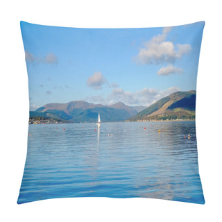 Personality  The River Clyde Up To The Holy Loch & Beyond. A Loan Yacht Can Be Seen In The Far Distance With Nice Reflections. Pillow Covers