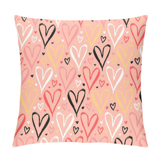 Personality  Pattern With Hand Drawn Hearts Pillow Covers