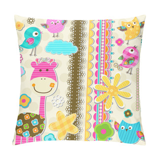 Personality  Cute Giraffe And Birds Pillow Covers
