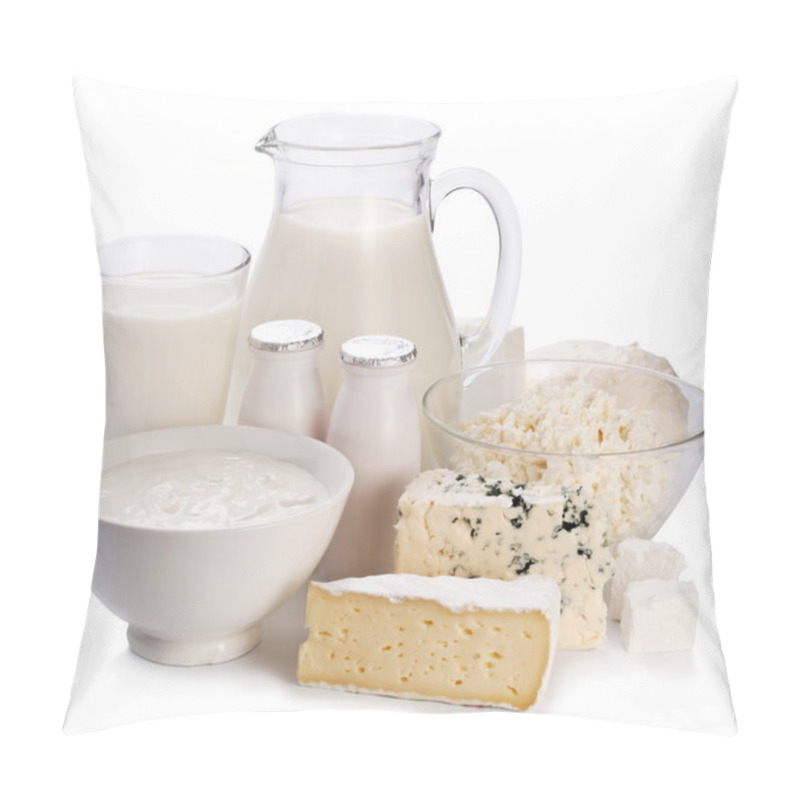 Personality  Dairy Products On A White Background. Pillow Covers
