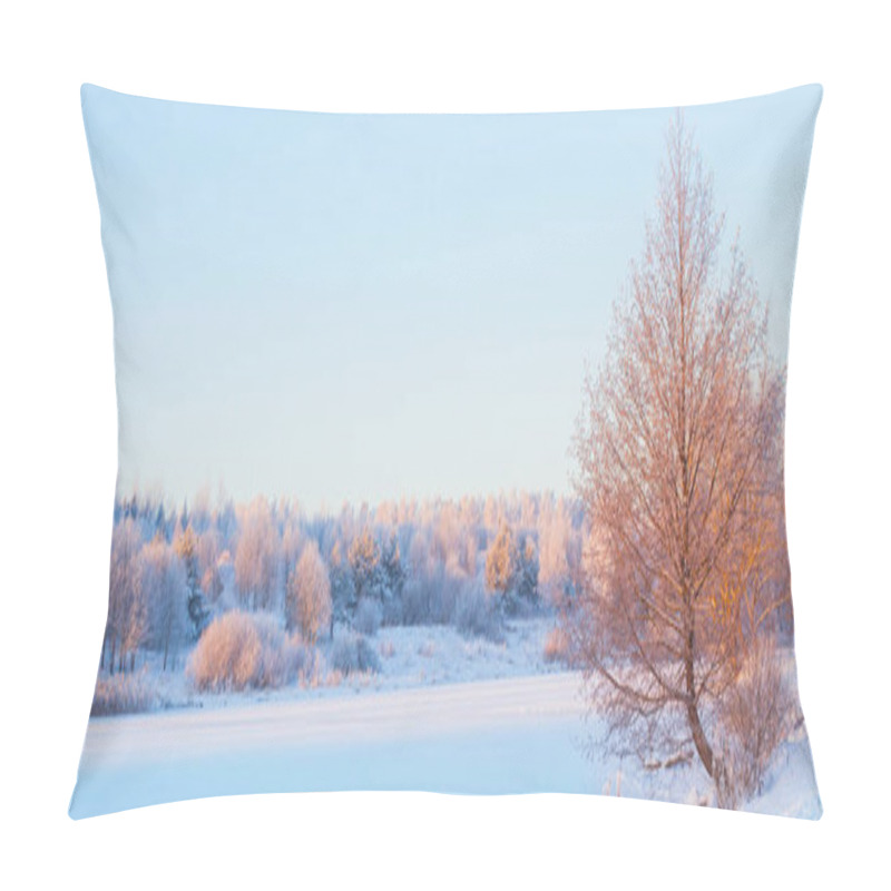 Personality  Winter Morning With Snow And Frost Pillow Covers