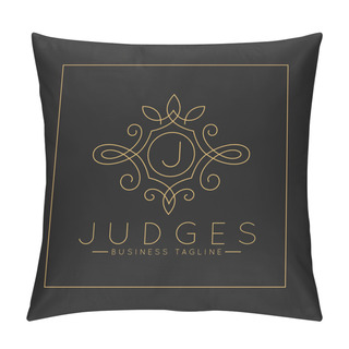 Personality  Luxurious Letter J Logo With Classic Line Art Ornament Style Vector Pillow Covers