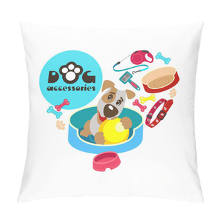 Personality  Collection Of Dog Accessories, Arranged In A On The Heart Shape. Pillow Covers