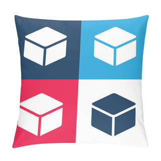 Personality  3d Blue And Red Four Color Minimal Icon Set Pillow Covers