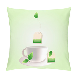 Personality  Vector Cup Of Green Tea Pillow Covers