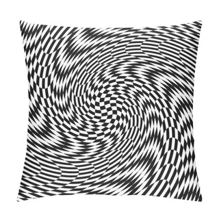 Personality  Hypnotic Optical Illusion In Black And White Color. Vision 3D Geometric Background. Abstract Optic Modern Shape In Circle. Creative Wallpaper For Web, Print, Card, Screen. Pillow Covers