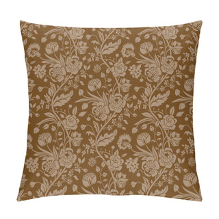 Personality  Brown Seamless Pattern With A Vintage Flower Bouquets Carnations And Chrysanthemums Pillow Covers