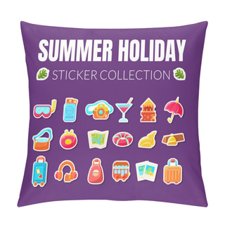 Personality  Summer Holiday Vector Stickers Collection. Vacation Attributes Collection Pillow Covers