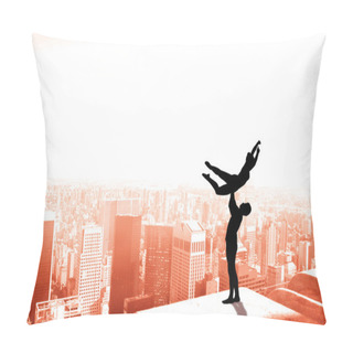 Personality  Composite Image Of Ballet Partners Dancing Gracefully Together Pillow Covers
