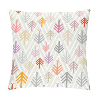 Personality  Spring Mood. Modern Geometric Seamless Pattern. Inspired By American Indians Arts. Firs, Arrows, Zig Zag Background. Retro Textile Collection. Pillow Covers