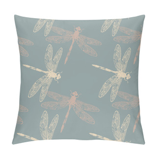 Personality  Spring Endless Pattern With Stylish Dragonflies Pillow Covers