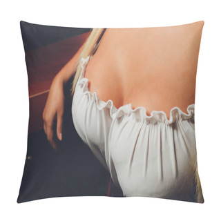 Personality  Woman Wearing A Dress Showing Her Chest. Pillow Covers