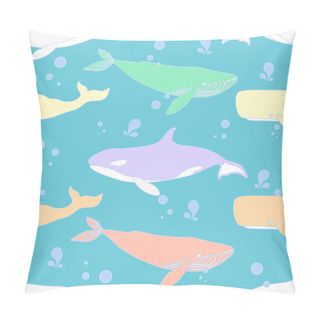 Personality  Seamless Pattern With Cute Whales. Pillow Covers