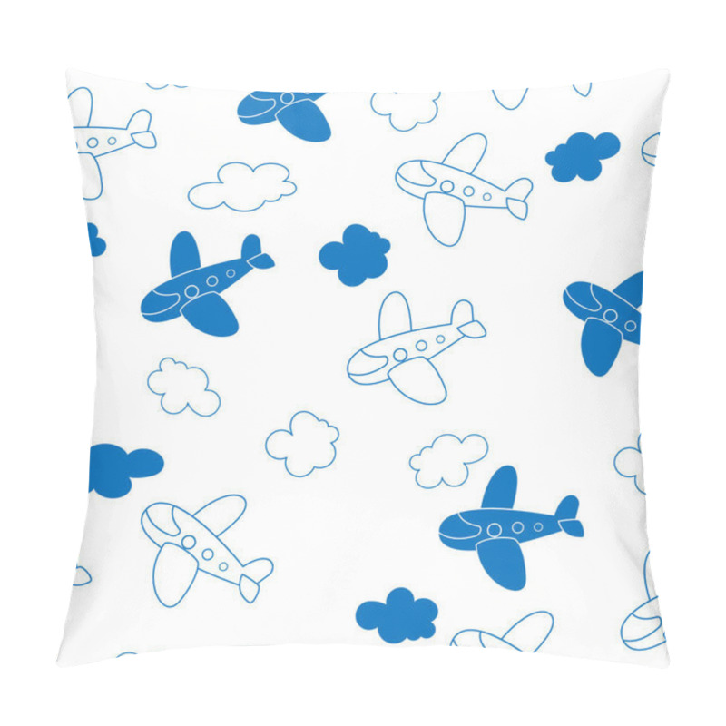 Personality  Vector seamless pattern with cartoon planes and clouds for texture, textiles and simple backgrounds. pillow covers