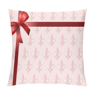 Personality  Page Corner With Red Ribbon And Bow On Royal Lily Pink Backgrou Pillow Covers
