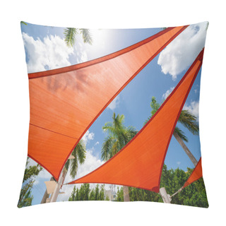 Personality  Orange Colored Sun Shade In A Park Outdoors Pillow Covers