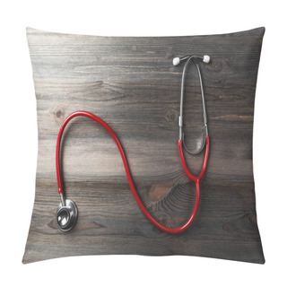 Personality  Stethoscope On Wooden Or Vintage Desk Background Pillow Covers