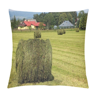 Personality  Harvested Field With Straw Bales In Summer Pillow Covers