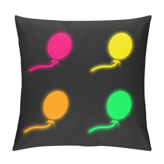 Personality  Balloon Black Oval Shape Four Color Glowing Neon Vector Icon Pillow Covers