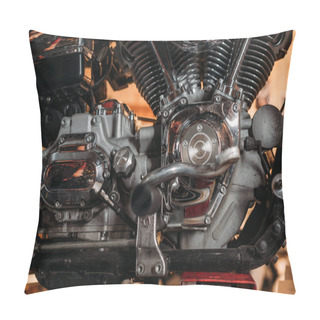 Personality  Close-up Shot Of Vintage Motorcycle Engine Pillow Covers
