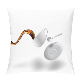 Personality  Cup Of Spilling Black Coffee Creating A Splash Pillow Covers