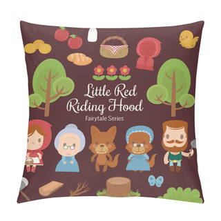 Personality  Cute Characters Illustrations From The Story Little Red Riding Hood Pillow Covers