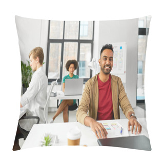 Personality  Indian Male Creative Worker With Laptop At Office Pillow Covers
