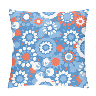 Personality  Retro Flowers All Over Print Vector. Colorful Tossed Blooms Seamless Repeating Pattern In 1970s Style On Summer Background. Trendy For Beach Fashion Prints, Wallpaper, Stationery, Floral Packaging. Pillow Covers