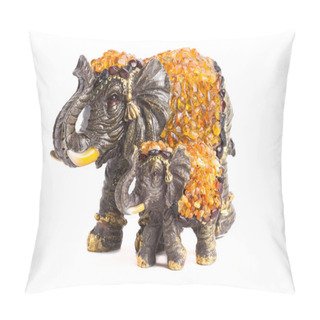 Personality  Two Elephants With Amber For Happiness Pillow Covers