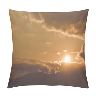 Personality  Gorgeous Panorama Scenic Beauty Of The Sunset With Colorful Clouds On Orange Sky. Heavenly Sky Background On Sunset And Sunrise. Nature Composition. Pillow Covers