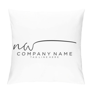 Personality  Initial Letter NW Signature Handwriting Logo Vector Pillow Covers