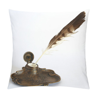 Personality  Bronze Inkpot With Feather Pillow Covers