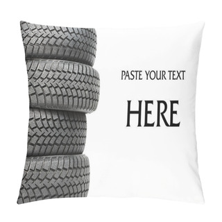 Personality  Stack Of Four Car Wheel Winter Tires Isolated Pillow Covers