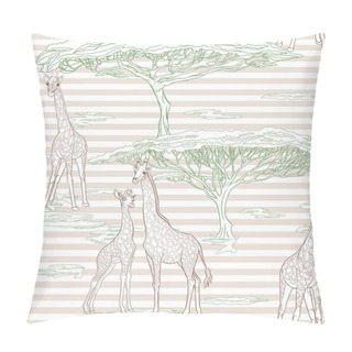 Personality  Seamless Pattern With Giraffe.  Vector Illustration. Pillow Covers